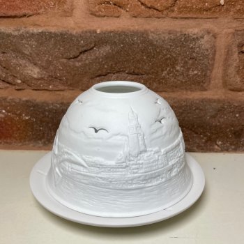 Dome Light aus Biskuitporzellan, Motiv Hamburg Landungsbrücken